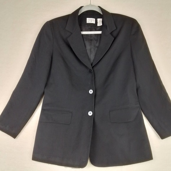 Ann Taylor LOFT Wool Blazer Suit Jacket‎ Size 10 Petite in Black - Picture 1 of 15